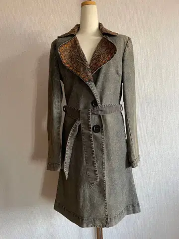 90s Christian Lacroix Jeans 자수 데님 롱 코트