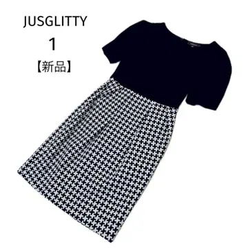 새상품 저스길리티 무릎 기장 원피스 모노톤 리본 반팔