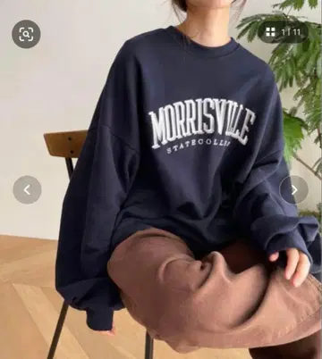 canal jean 빅 실루엣 자수 맨투맨 그레이