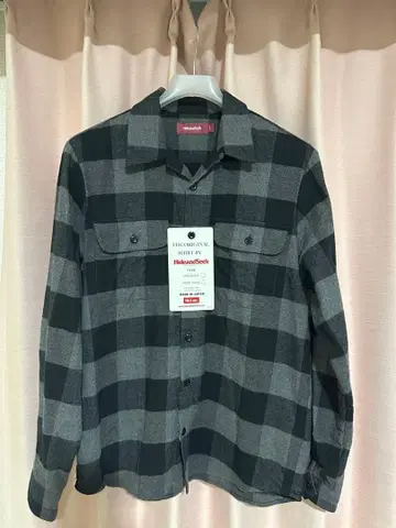 HIDE AND SEEK 버팔로 체크 플란넬 셔츠 블랙 그레이 L 사이즈