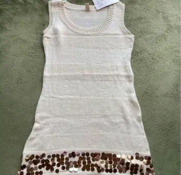 정가 8988 월드 크림색 원피스 튜닉 스팽글 디자인