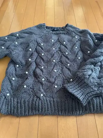 SHIPS colors 그레이 케이블 짜임 니트 스웨터