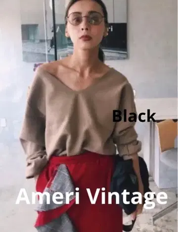 Ameri vintage 2WAY SCOOPED NECK KNIT 아메리