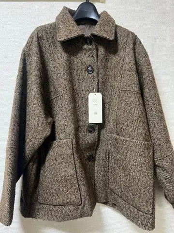 헤링본 트위드 커버올 자켓