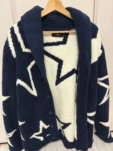 별 패턴 플리스 가디건 네이비 AZUL