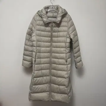 울트라 라이트 다운 롱 코트 후데트 베이지 XXL