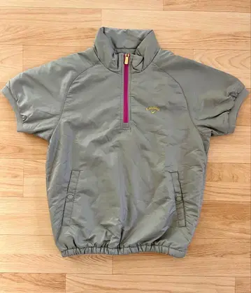 새상품급 Callaway 골프 반팔 하프 지퍼 풀오버 그레이 핑크 M