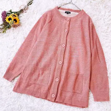모카지니 [ L ] 니트 가디건 보아 안감 버튼 루즈핏 코랄