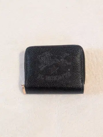 가죽 접이식 지갑 블랙 엠보싱 로고