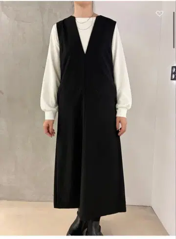 폴리에스테르 트위드 라이크 오버롤 스커트 XS