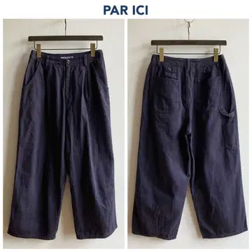 팰리시 헤링본 트윌 턱 와이드 페인터 팬츠 2 네이비