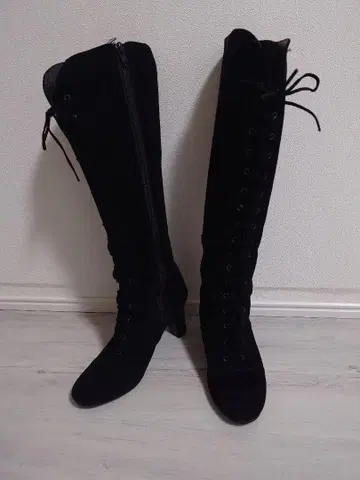 다이어그램 그레이스 콘티넨탈 37 블랙 스웨이드 롱 부츠