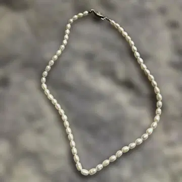 진주 오벌 목걸이 실버 클로징