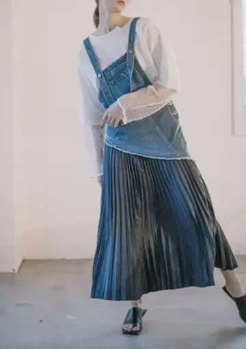 아우라 아이라 데님 오버롤 리메이크 오버롤 스커트