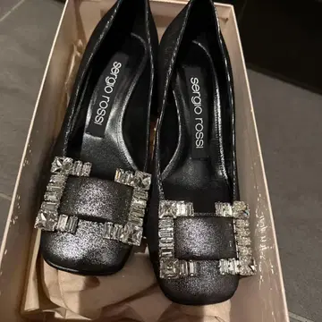 세르지오 로시 실버 비쥬 장식 뮬 36