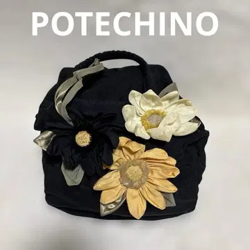 POTECHINO 포테치노 꽃 장식 블랙 백