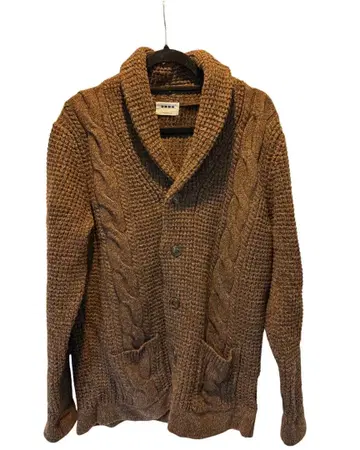 PLST 브라운 케이블 니트 가디건