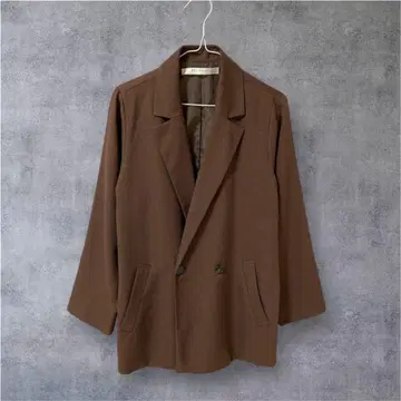 Ray Cassin 더블 버튼 자켓 브라운 카라 부착 자켓 새상품급