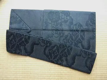 블랙 꽃 무늬 순수 실크 오비