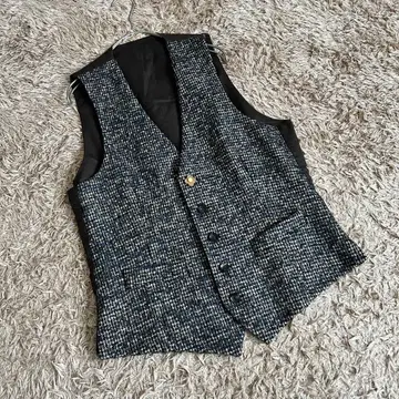 새상품급 라르디니 이탈리아제 트위드 베스트 44 울 브라운