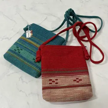 야에야마 민서 직조 수제 오키나와 공예품 사코슈 숄더백 2개 세트