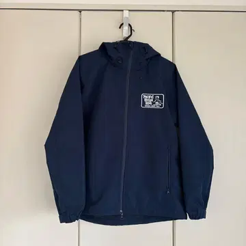 네이비 나일론 자켓 후드 부착