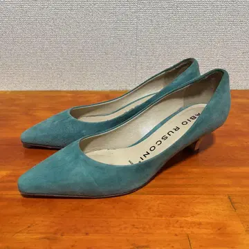 파비오 루스코니 터콰이즈 블루 24cm 37.5 펌프스 스웨이드