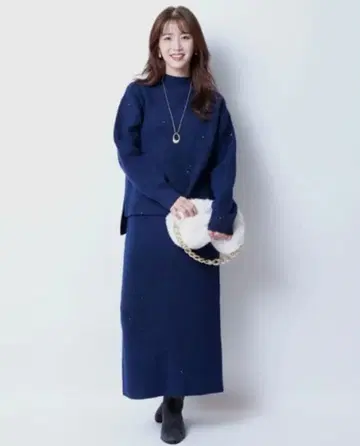 저스길리티 라메 스팽글 니트 업 S 1 네이비