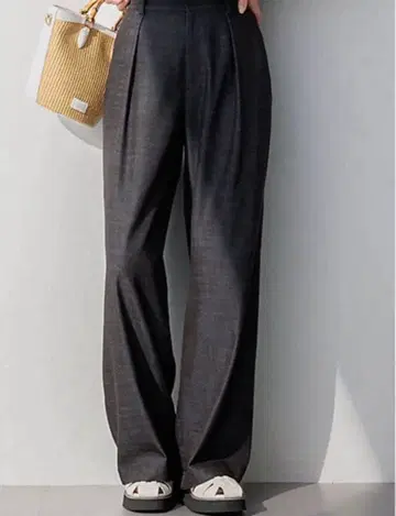 금일 한정 [세탁 가능] 데님 라이크 샴브레이 와이드 팬츠