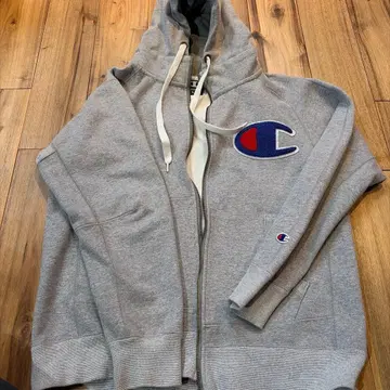 Champion 그레이 풀 집업 후드티