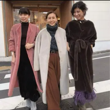 아메리 페이크 무스탕 롱 코트 리버서블