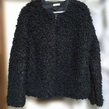 푸들 블랙 노카라 풀 집업