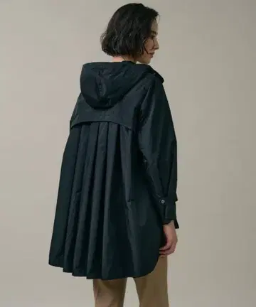 아나이 타프타 백 볼륨 후드 블루종 발수 코트 숏코트