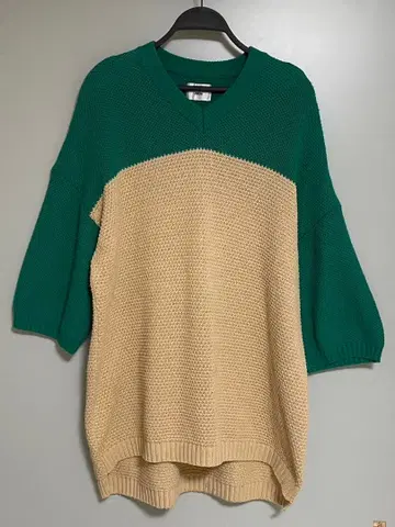 지에다 풋볼 니트 스웨터 그린/베이지 사이즈 2