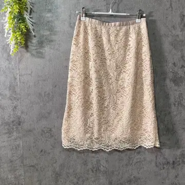 클리어 임프레션 타이트 스커트 전체 레이스 무릎 아래 기장 고급 페미닌