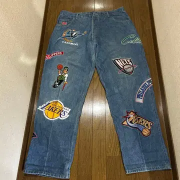 NBA 자수 데님 팬츠