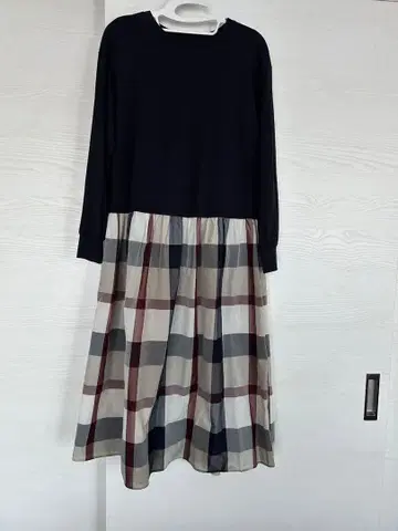 블루 레이블 긴팔 체크 무늬 원피스 36