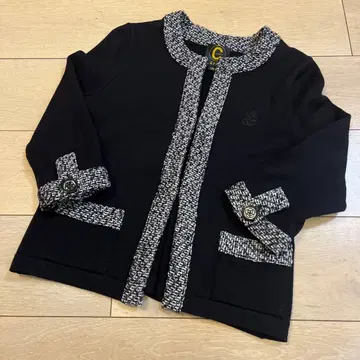 클레이사스 CLATHAS 블랙 가디건 자켓 부분 트위드 양모 38