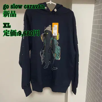 go slow caravan XL 야영 고양이 풀후드티 네이비