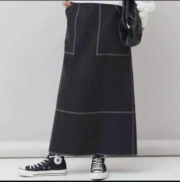 캘런솔로지 스티치 스커트 블랙 38