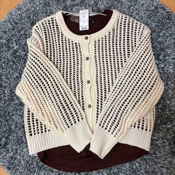 [택 포함 새상품] 시스루 짜임 메쉬 가디건 앙상블 2세트