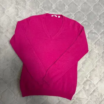 UNIQLO 캐시미어 100% V넥 스웨터 M 핑크