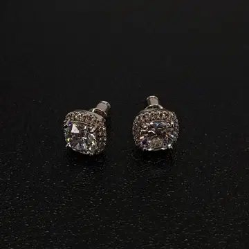 스터드 귀걸이 스퀘어 컷 크리스탈 지르코니아 귀걸이 2개 세트