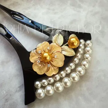 머리 장식 헤어콤 바치형 펄 비녀