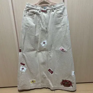 PINK HOUSE 자수 베이지 롱 스커트