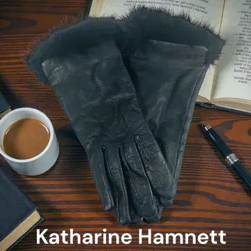Katharine Hamnett 캐서린 햄넷 퍼 달린 장갑 블랙