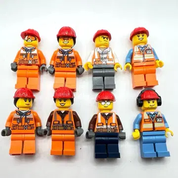 L10 레고 미니 피규어 8체 세트 공사 작업자 레고 시티