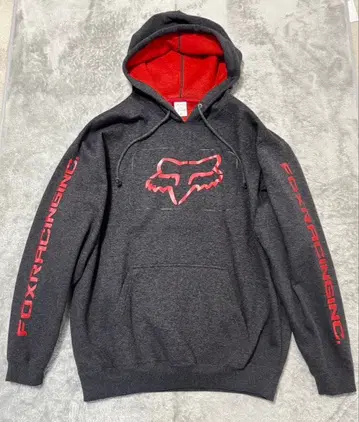 fox racing 00s 후디 후드티 그레이 x 빨간색 속기모 M