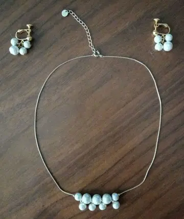 [ Pepe ] 코튼 펄 목걸이와 귀찌 세트