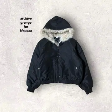 y2k 블랙 퍼 자켓 퍼 자켓 그런지 펑크